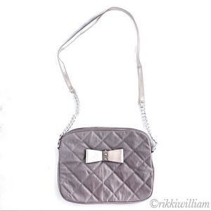 Grey Quilted Crossbody Purse